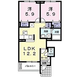 ローズヒルズ 2LDKの間取図画像