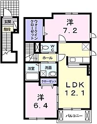プチテール・コートE棟 2LDKの間取図画像