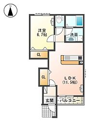 コンフォルトK2 1LDKの間取図画像