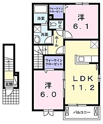 ヴィラ-リエージュA 2LDKの間取図画像