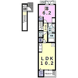ベル　ブリーズ　ウエスト 2階1LDKの間取り