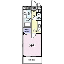 京成本線 京成大久保駅 徒歩6分の賃貸マンション 4階1Kの間取り
