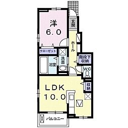 ユングフラウ　サカエ　Ｂ 1階1LDKの間取り