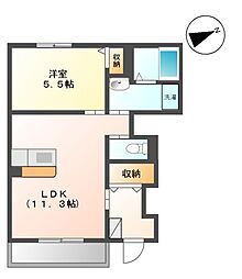 ソワール 1LDKの間取図画像