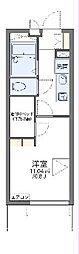 レオパレスGOKURAKU 1Kの間取図画像