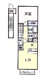 プラシード和 1LDKの間取図画像