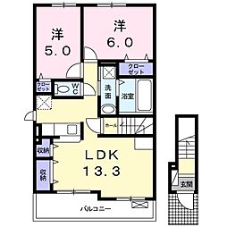 プレセレステ 2LDKの間取図画像