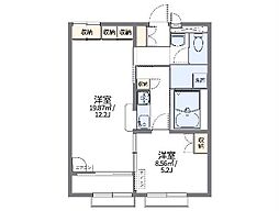 レオパレスルミュール2 1LDKの間取図画像