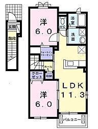 エルマーナ 2階2LDKの間取り