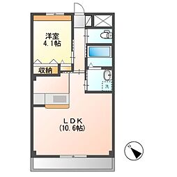 メルヴェールエスト 1LDKの間取図画像
