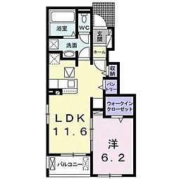 アルエット 1階1LDKの間取り