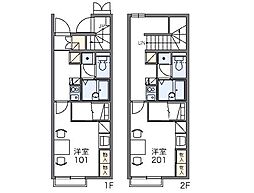 レオパレスクレール光優I 1階1Kの間取り