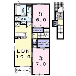シェノンII 2階2LDKの間取り