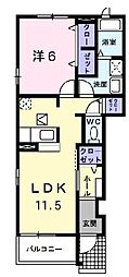 フォルテシモ　ｆ 1階1LDKの間取り