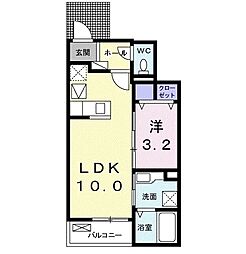 名鉄名古屋本線 前後駅 徒歩21分の賃貸アパート 1階1LDKの間取り