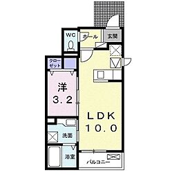 ラ・フェリーチェI 1階1LDKの間取り