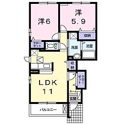 エルピーダ　ロフォス 1階2LDKの間取り