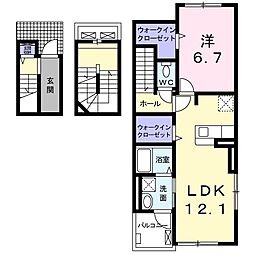 名鉄名古屋本線 本星崎駅 徒歩15分の賃貸アパート 3階1LDKの間取り