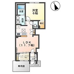 サンテラス宮ノ下 1階1LDKの間取り