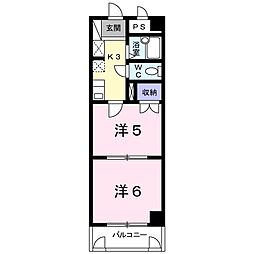 第2メゾンあらかわ 2階2Kの間取り