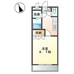 名鉄豊田線 黒笹駅 徒歩26分の賃貸マンション 3階1Kの間取り