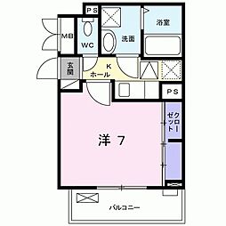 フォレストオハナC 1Kの間取図画像