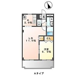 メゾンドグレース弐番館 1LDKの間取図画像