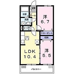 アンジュエール1 2LDKの間取図画像