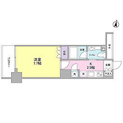東急多摩川線 矢口渡駅 徒歩8分の賃貸マンション 7階1Kの間取り