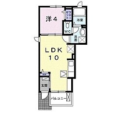 グランクレールＡ 1階1LDKの間取り