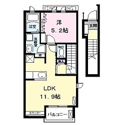 フェリシエ（ｆｅｌｉｃｉｅ） 2階1LDKの間取り