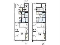 レオパレス星II 2階1Kの間取り