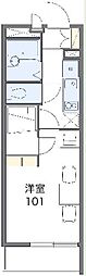 レオパレスレインボーI 3階1Kの間取り