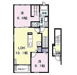 サンヒルズ小本 2LDKの間取図画像