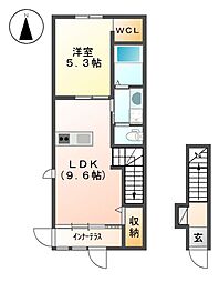 ラ・ルチア 2階1LDKの間取り