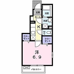 多摩都市モノレール 万願寺駅 徒歩3分の賃貸アパート 1階1Kの間取り