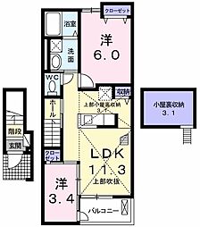 ラフレシール2 2LDKの間取図画像