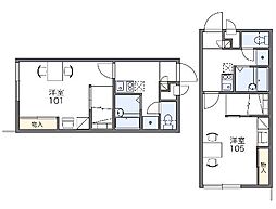 JR鹿児島本線 博多駅 バス38分 東志免下車 徒歩4分の賃貸アパート 2階1Kの間取り