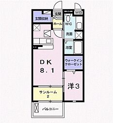 ボヤージュ 1階1DKの間取り