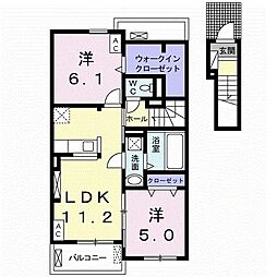 ベルウッド参番館 2LDKの間取図画像
