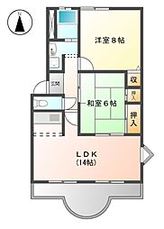 JR東海道本線 西岐阜駅 徒歩10分の賃貸マンション 4階2LDKの間取り