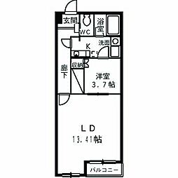 JR東海道本線 浜松駅 徒歩13分の賃貸マンション 4階2Kの間取り
