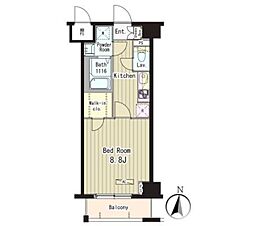 フォンターナ入谷 502 5階1Kの間取り