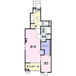 シャ・グリ−Ｊ 1階1SKの間取り