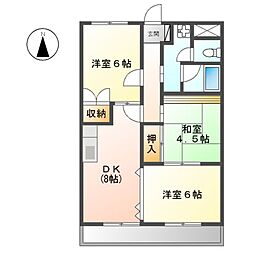 イーストピアはなみずき 3DKの間取図画像