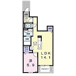 ハーベストB 1LDKの間取図画像