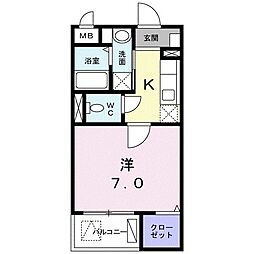 JR高崎線 尾久駅 徒歩10分の賃貸マンション 1階1Kの間取り