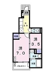フェリシア 1Kの間取図画像