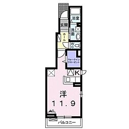 グレイスブローテ ワンルームの間取図画像