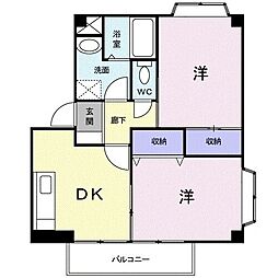 プランタンハイツ 2DKの間取図画像